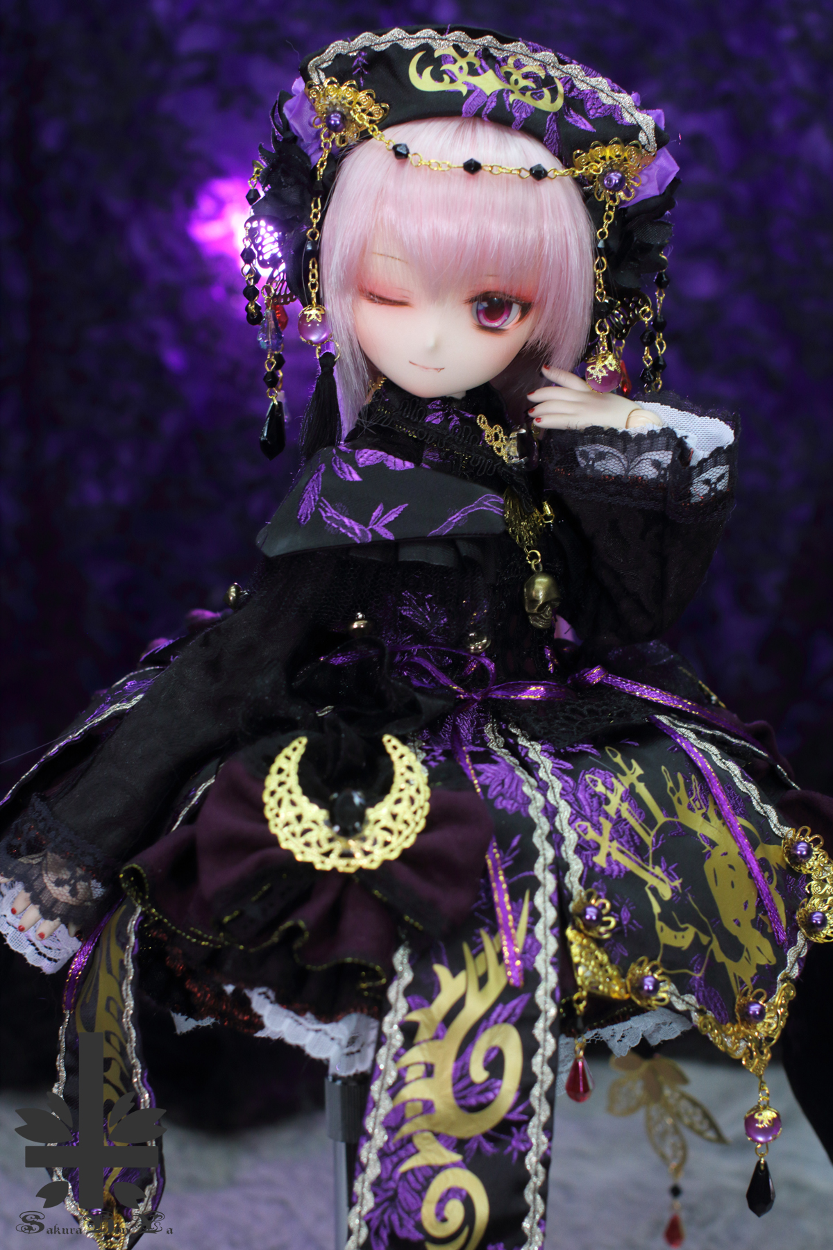 DOLLSHOW70><W 01> お洋服《鬼姫。紫》(絹織物)ONE OFF - Sakurahonya